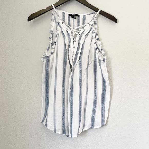 PAIGE Cotton Bria Halter Lace Up Tank Top Small - Picture 4 of 7